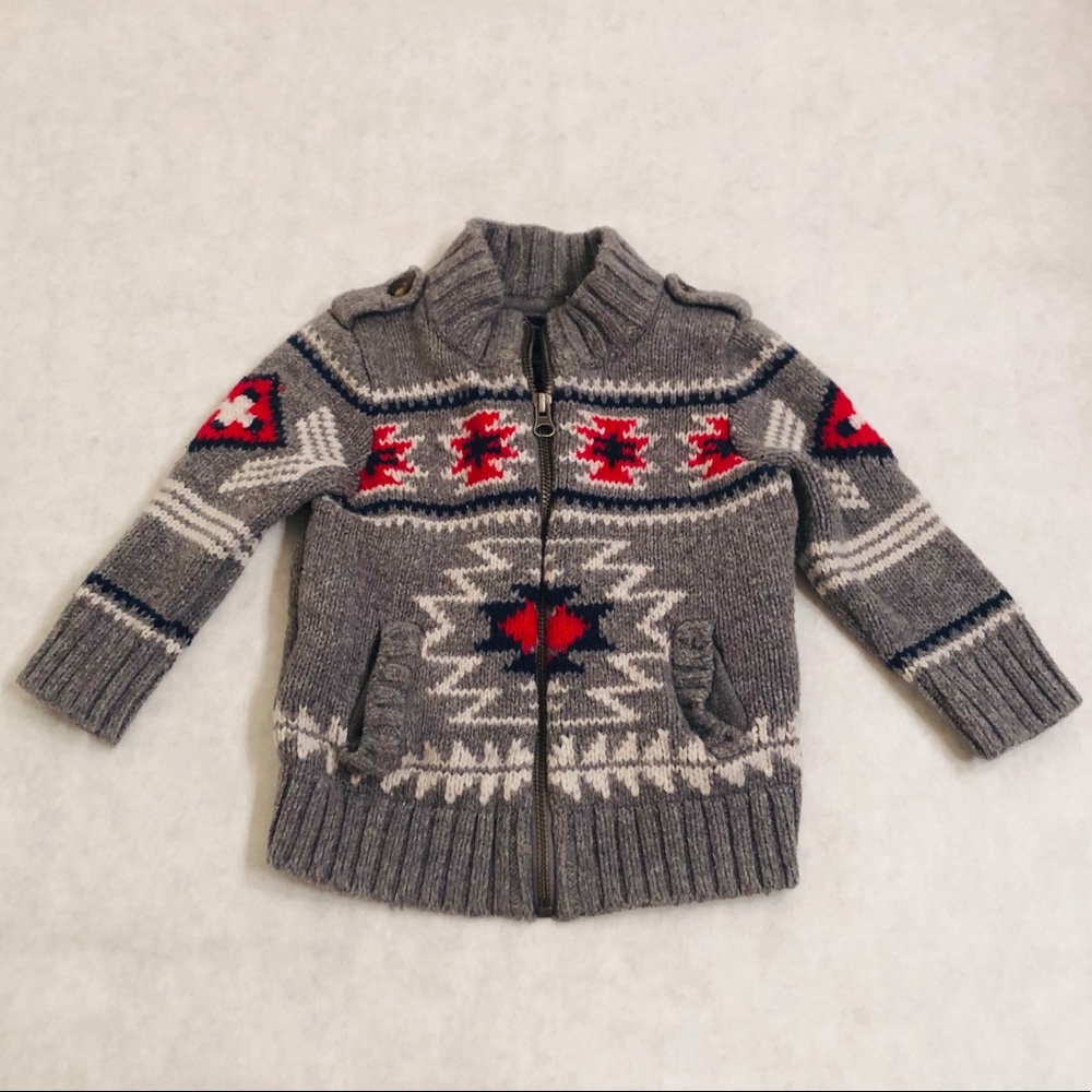Boy Toddler baby Gap Zip-Up Winter Sweater 18-24M